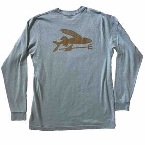 Patagonia Responsibili-Tee Flying Fish Trident Long Sleeve Shirt Mens Medium EUC